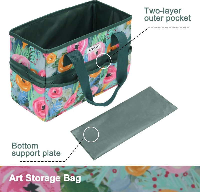 JLDTOP Store Craft Organizer Tote Bag Art Caddy with Multi-Pockets for Office Supplies Scrapbooking Sewing Storage - Image 5
